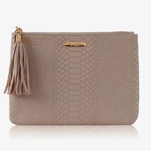 GiGi New York Stone Embossed Python Leather Pouch